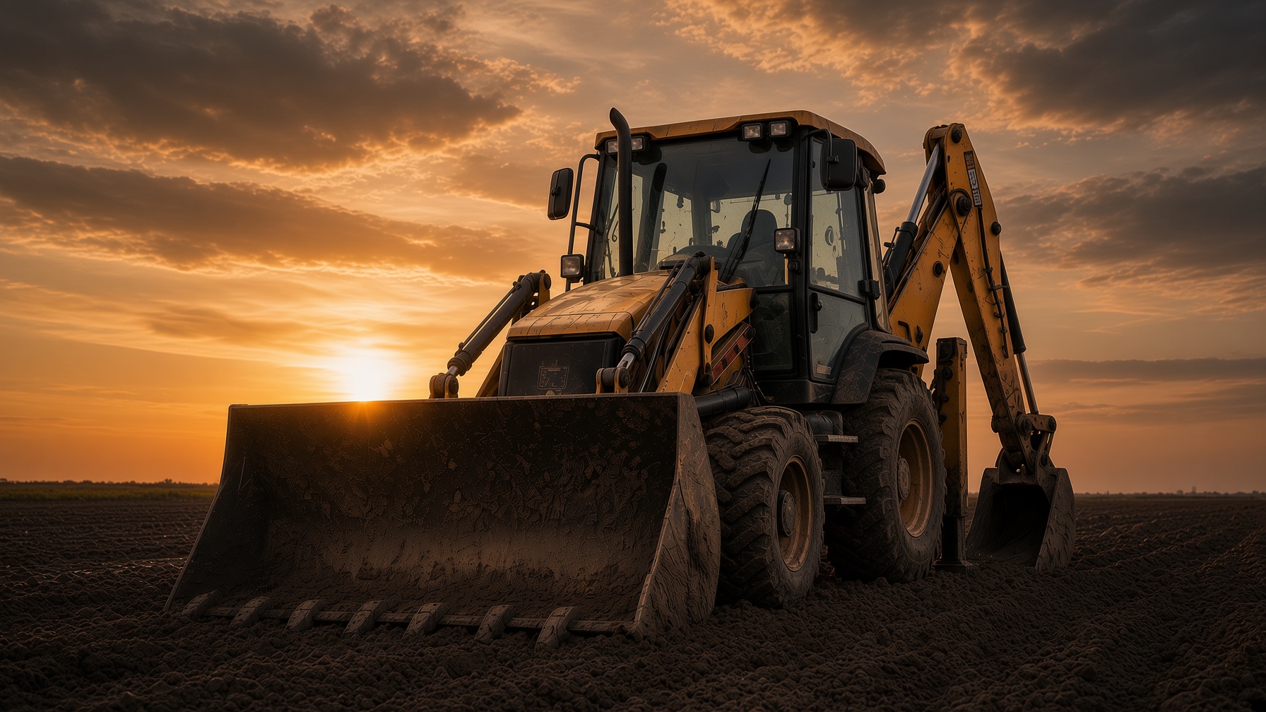 Buldoexcavator pe șantier — cupă și braț, diagnostic SOS Utilaje